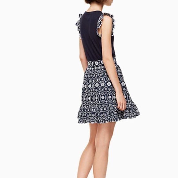 Kate Spade Blue Eyelet Wrap Skirt - Picture 6 of 11